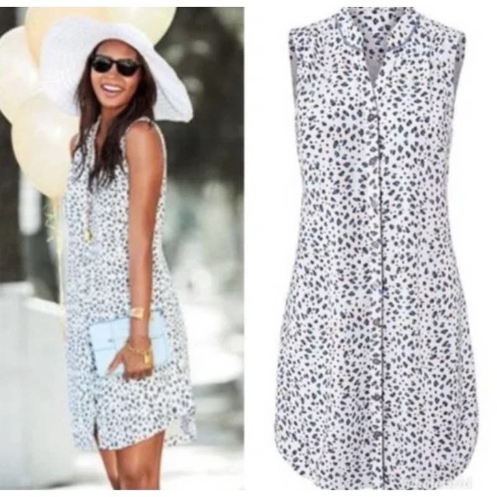 CAbi Camilla Leopard Print Shirt Dress Medium